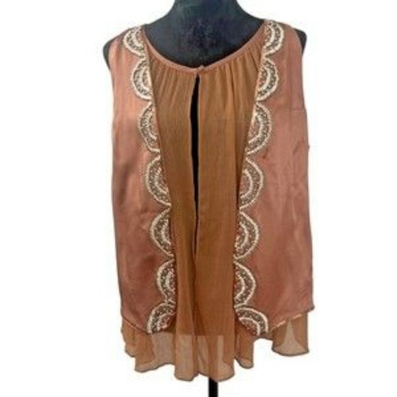 Olivia & Grace, embellished, sequenced, beaded satin Open Front Ruffle Vest Sz S - Picture 11 of 11
